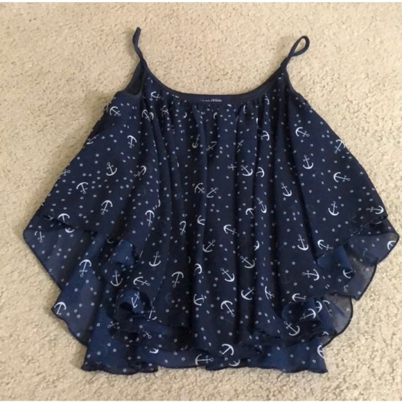 Ocean Drive Tops - Navy Blue Anchor Print Sleeveless Camisole Summer Tank Top